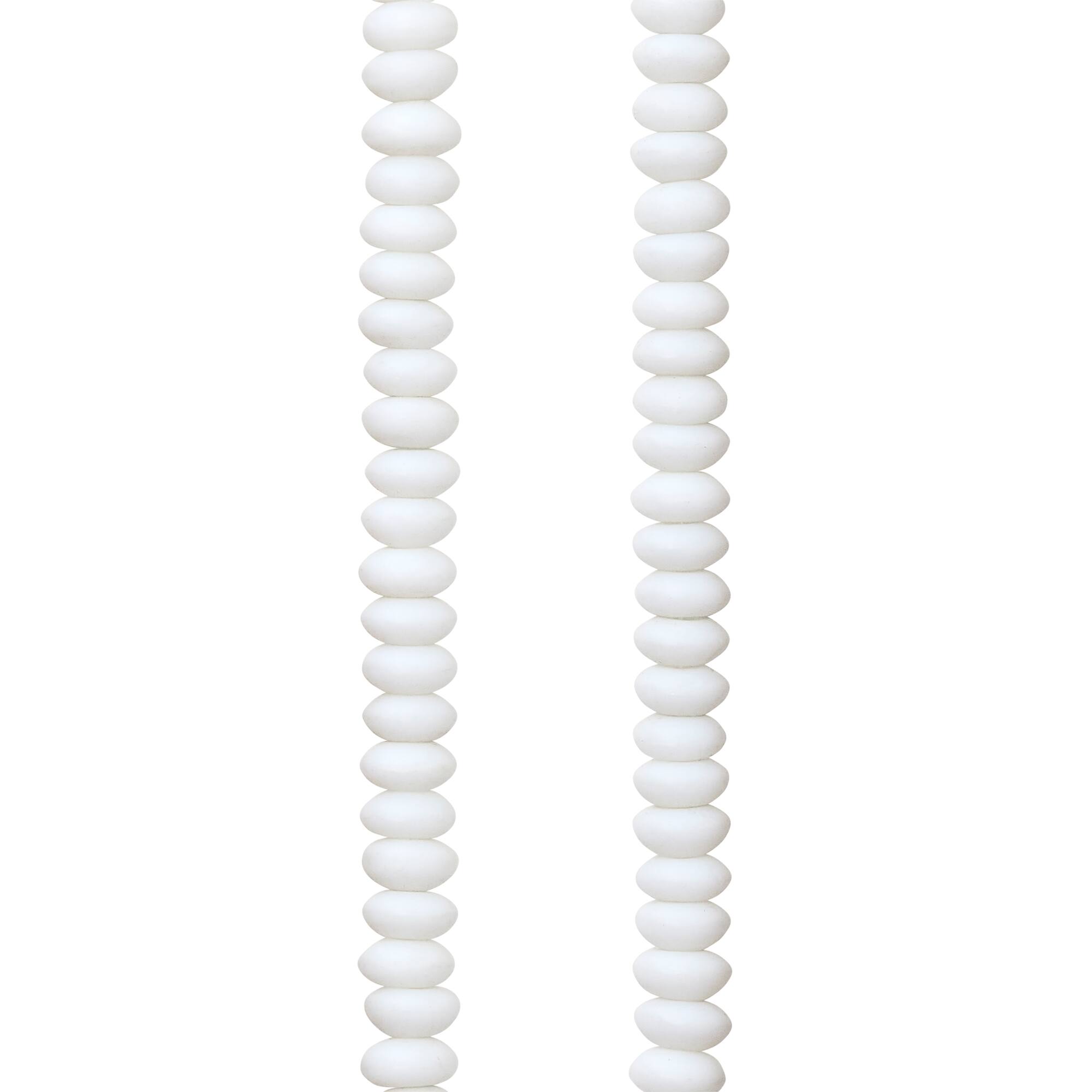 White Glass Rondelle Beads, 6mm by Bead Landing™